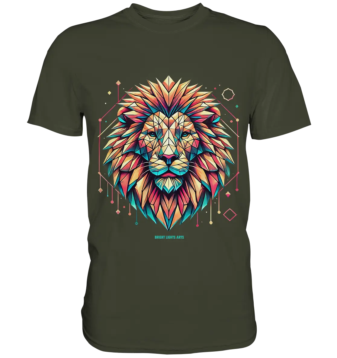 Geometrischer Löwenkopf in lebendigen Farben - Premium Shirt Bright Lights Arts