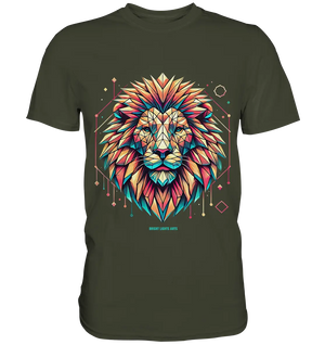 Geometrischer Löwenkopf in lebendigen Farben - Premium Shirt Bright Lights Arts