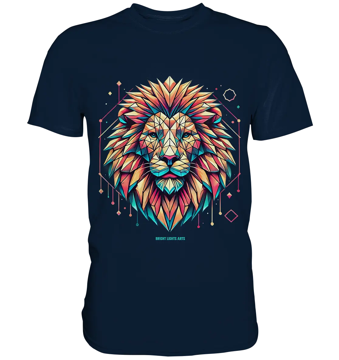 Geometrischer Löwenkopf in lebendigen Farben - Premium Shirt Bright Lights Arts