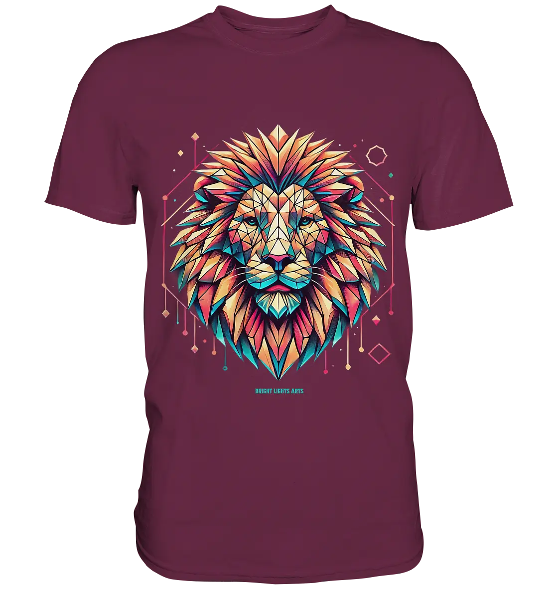 Geometrischer Löwenkopf in lebendigen Farben - Premium Shirt Bright Lights Arts