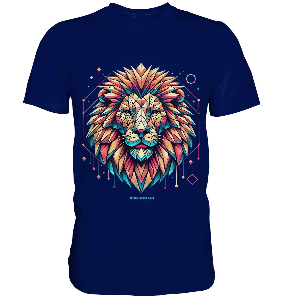 Geometrischer Löwenkopf in lebendigen Farben - Premium Shirt Bright Lights Arts