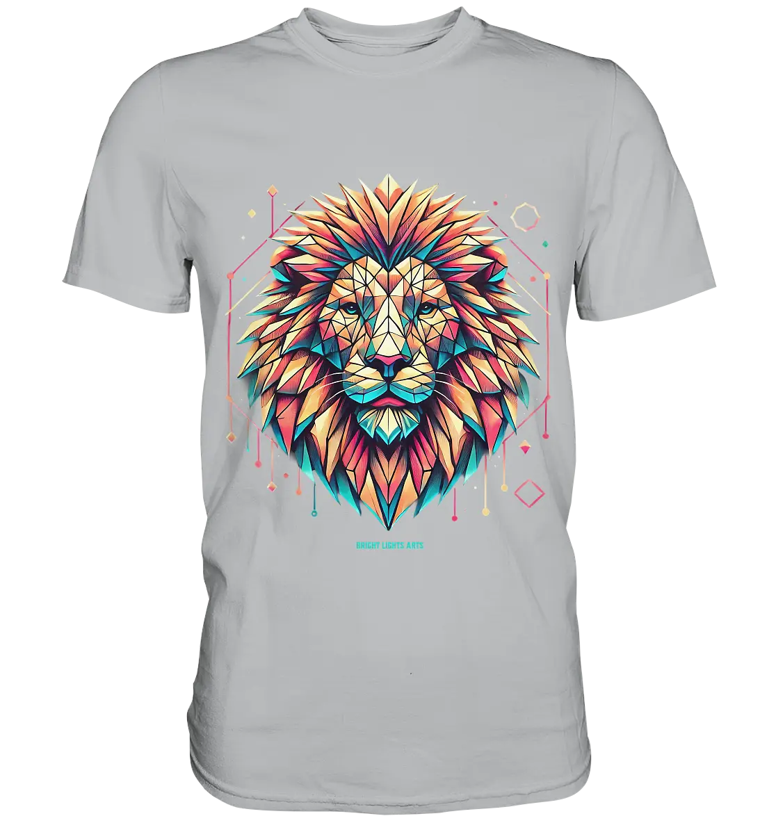 Geometrischer Löwenkopf in lebendigen Farben - Premium Shirt Bright Lights Arts