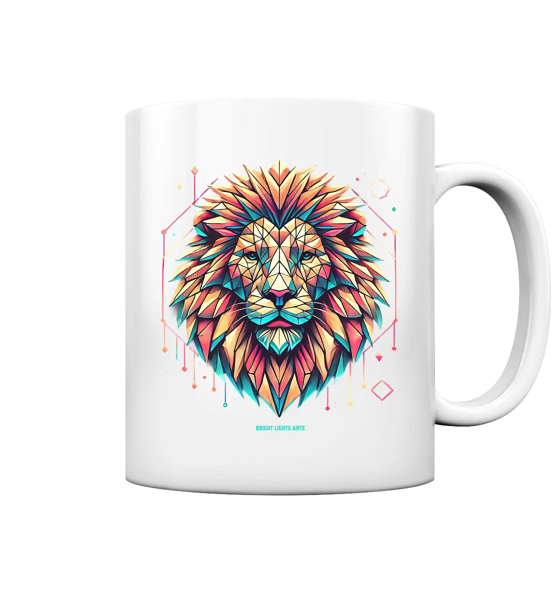 Geometrischer Löwenkopf in lebendigen Farben - Tasse glossy Bright Lights Arts