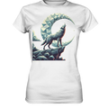 Geometrischer heulender Wolf unter einem Halbmond - Ladies Premium Shirt Bright Lights Arts