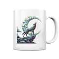 Geometrischer heulender Wolf unter einem Halbmond - Tasse glossy Bright Lights Arts