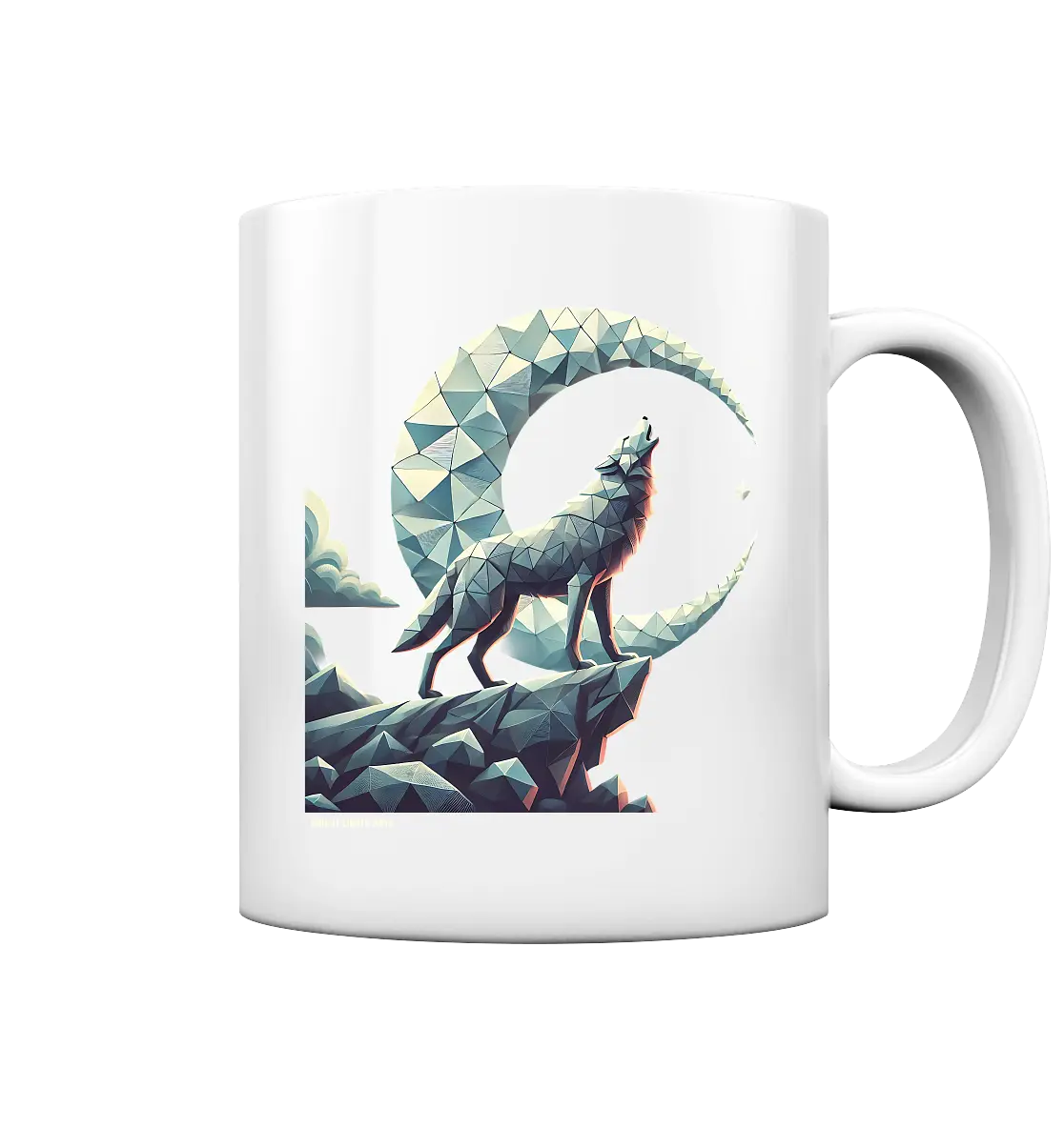 Geometrischer heulender Wolf unter einem Halbmond - Tasse glossy Bright Lights Arts