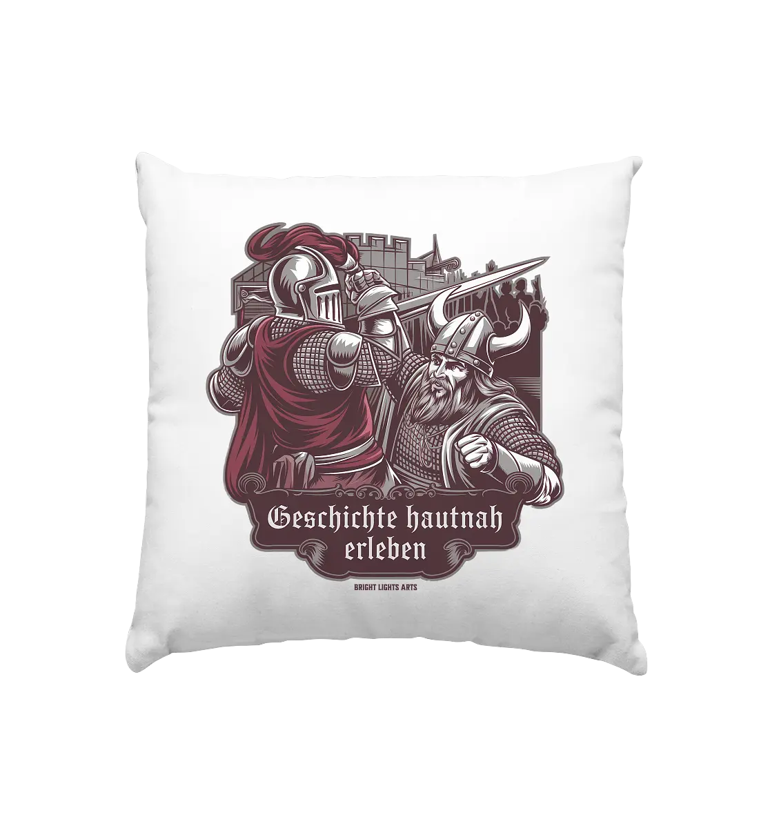 Geschichte hautnah erleben – Ritter gegen Wikinger - Kissen 40x40cm Bright Lights Arts