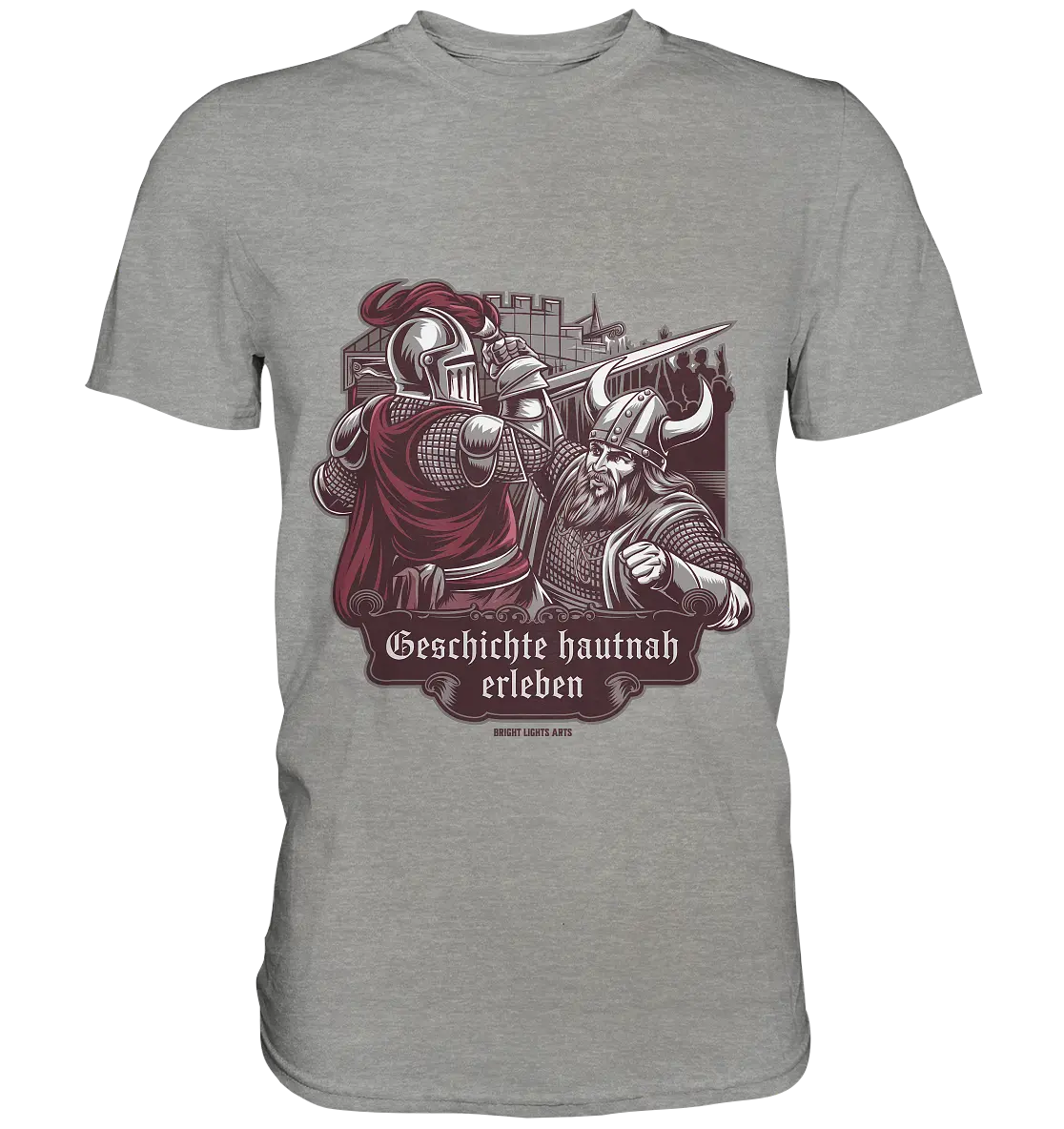 Geschichte hautnah erleben – Ritter gegen Wikinger - Premium Shirt Bright Lights Arts