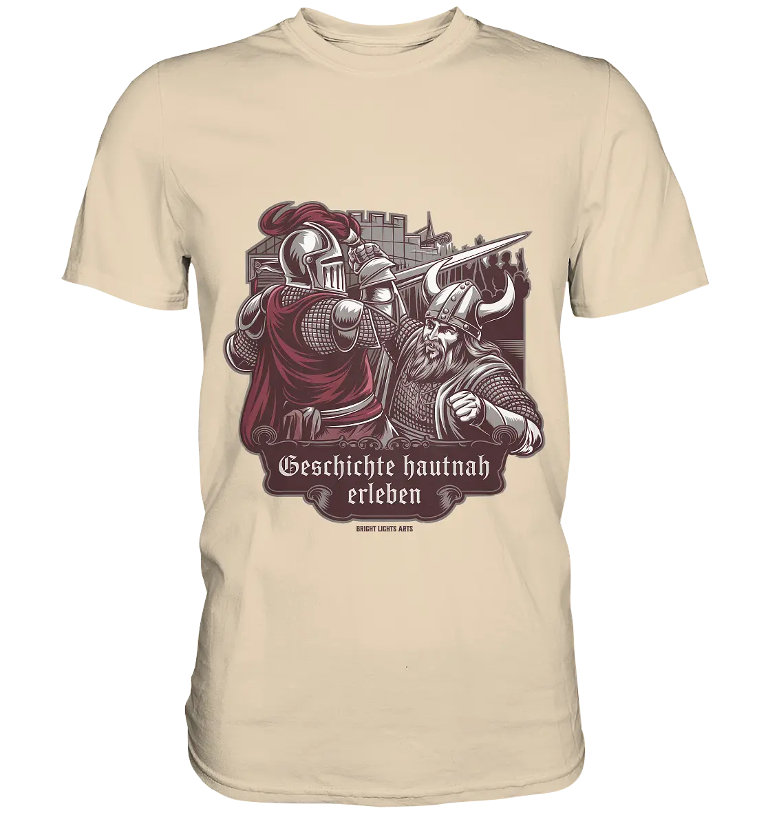 Geschichte hautnah erleben – Ritter gegen Wikinger - Premium Shirt Bright Lights Arts