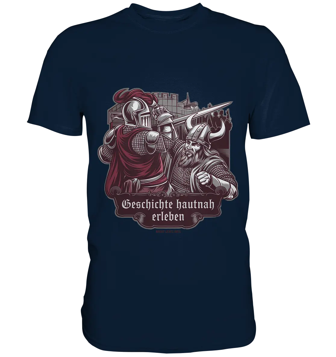 Geschichte hautnah erleben – Ritter gegen Wikinger - Premium Shirt Bright Lights Arts