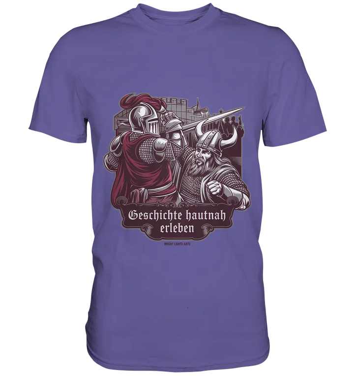 Geschichte hautnah erleben – Ritter gegen Wikinger - Premium Shirt Bright Lights Arts