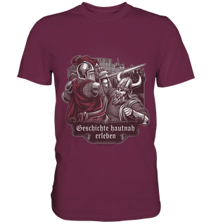 Geschichte hautnah erleben – Ritter gegen Wikinger - Premium Shirt Bright Lights Arts