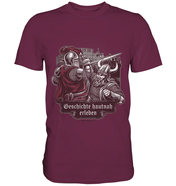 Geschichte hautnah erleben – Ritter gegen Wikinger - Premium Shirt Bright Lights Arts