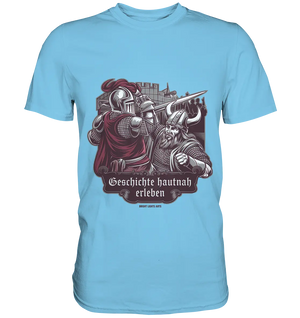 Geschichte hautnah erleben – Ritter gegen Wikinger - Premium Shirt Bright Lights Arts
