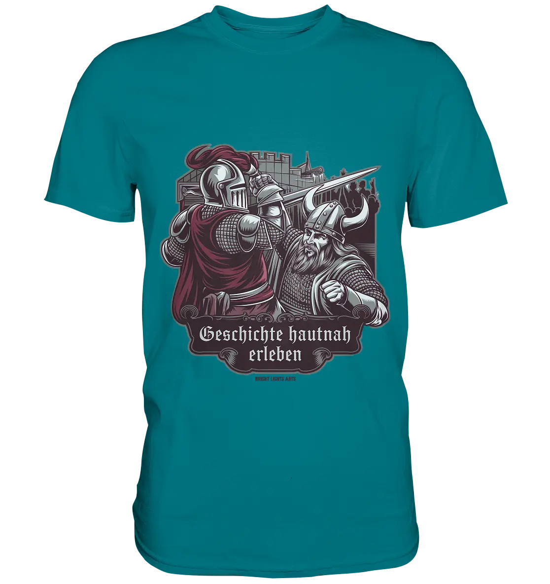 Geschichte hautnah erleben – Ritter gegen Wikinger - Premium Shirt Bright Lights Arts
