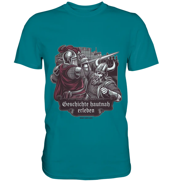 Geschichte hautnah erleben – Ritter gegen Wikinger - Premium Shirt Bright Lights Arts
