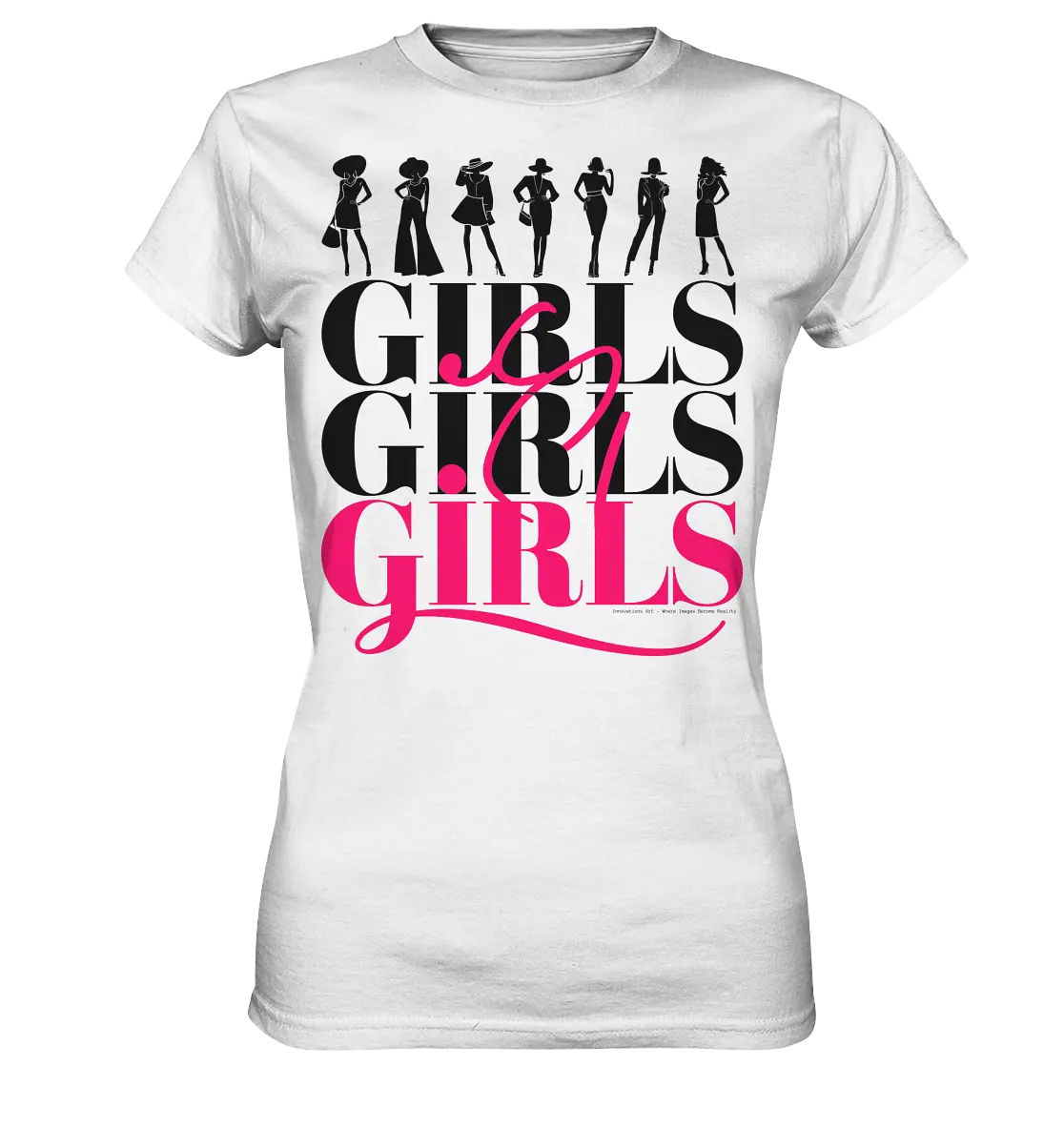 Girls - Silhouetten Design mit modernem Schriftzug - Ladies Premium Shirt Bright Lights Arts