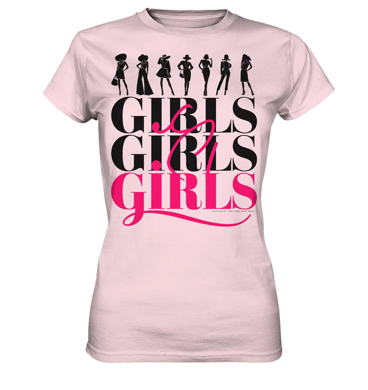Girls - Silhouetten Design mit modernem Schriftzug - Ladies Premium Shirt Bright Lights Arts