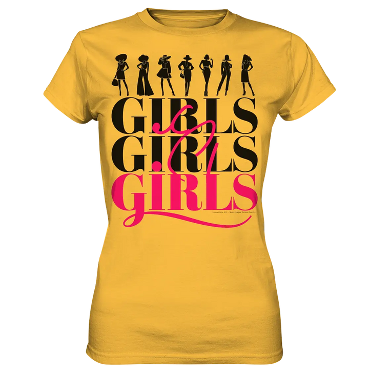 Girls - Silhouetten Design mit modernem Schriftzug - Ladies Premium Shirt Bright Lights Arts
