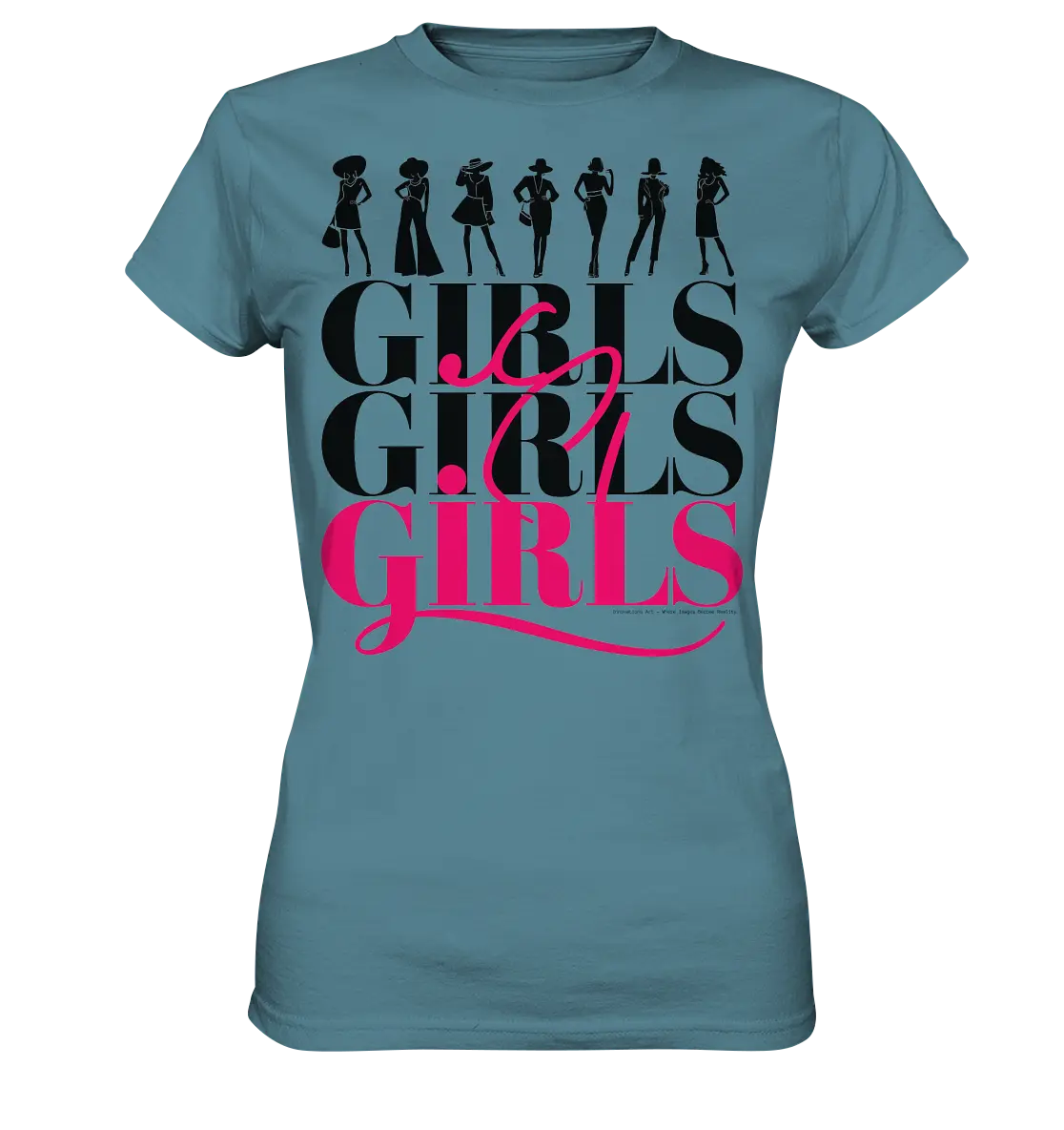 Girls - Silhouetten Design mit modernem Schriftzug - Ladies Premium Shirt Bright Lights Arts