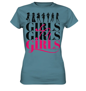 Girls - Silhouetten Design mit modernem Schriftzug - Ladies Premium Shirt Bright Lights Arts