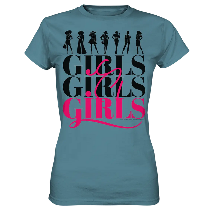 Girls - Silhouetten Design mit modernem Schriftzug - Ladies Premium Shirt Bright Lights Arts