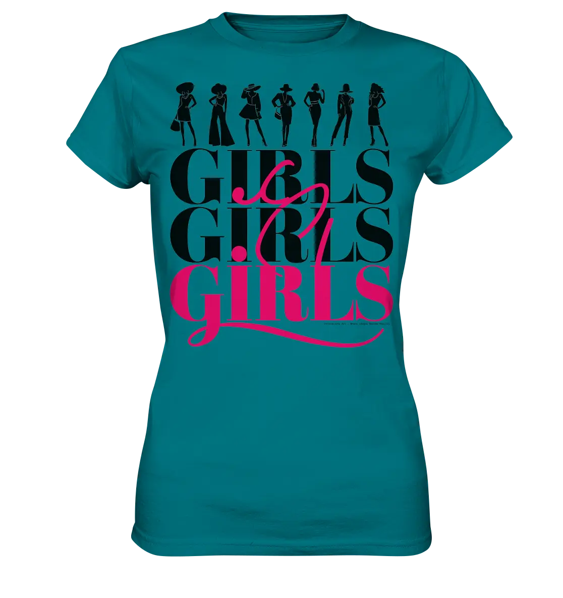 Girls - Silhouetten Design mit modernem Schriftzug - Ladies Premium Shirt Bright Lights Arts