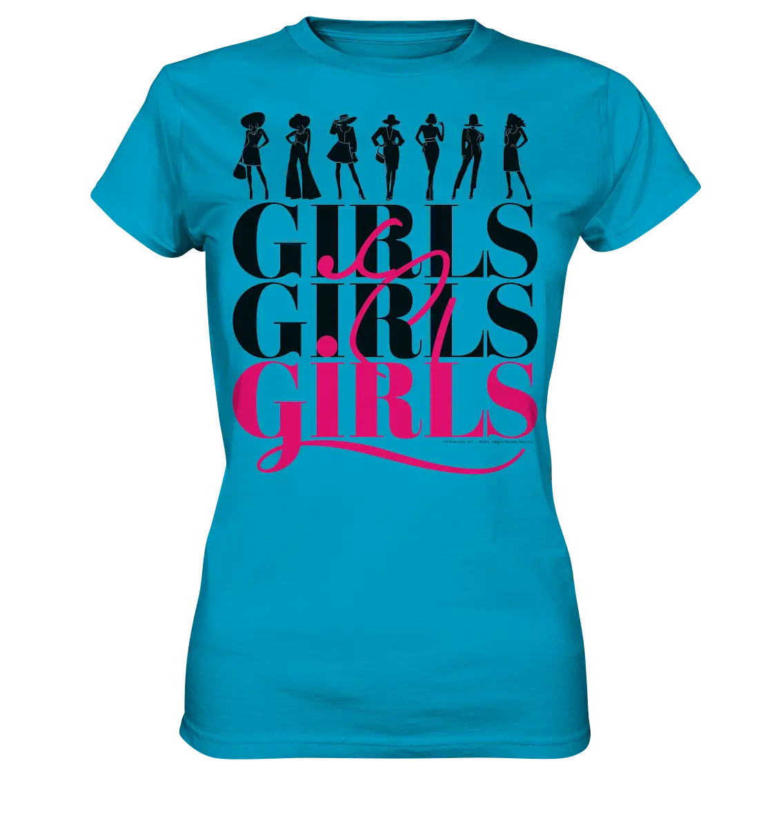 Girls - Silhouetten Design mit modernem Schriftzug - Ladies Premium Shirt Bright Lights Arts