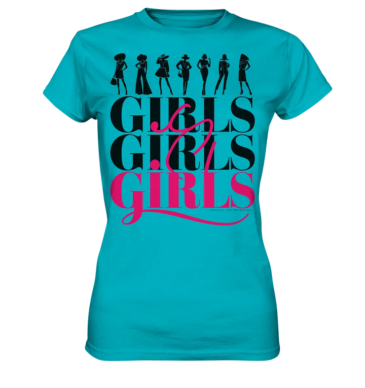 Girls - Silhouetten Design mit modernem Schriftzug - Ladies Premium Shirt Bright Lights Arts