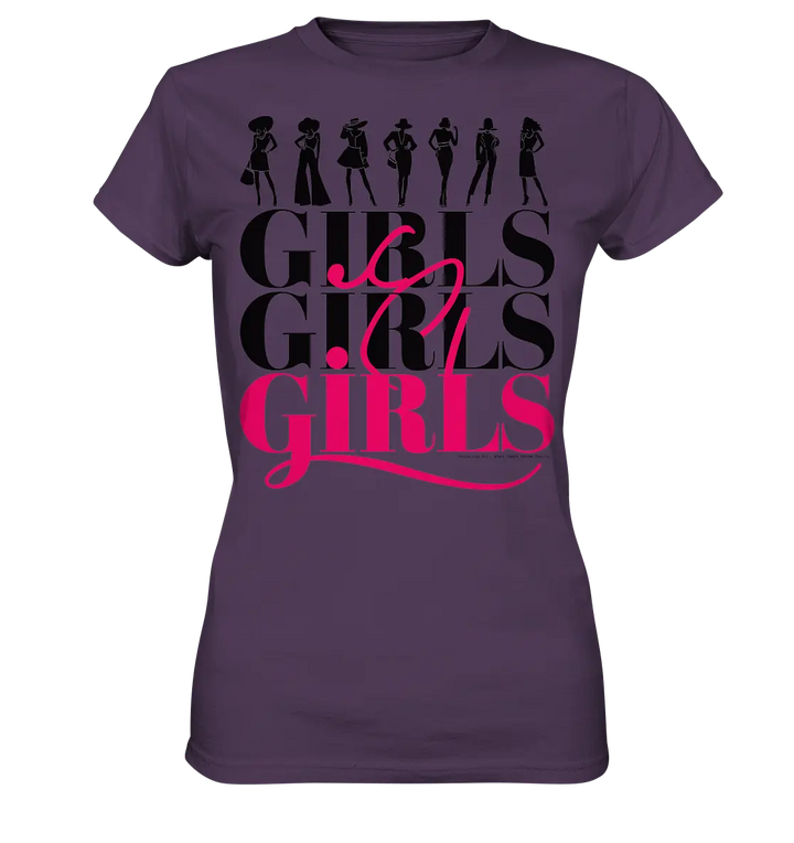 Girls - Silhouetten Design mit modernem Schriftzug - Ladies Premium Shirt Bright Lights Arts
