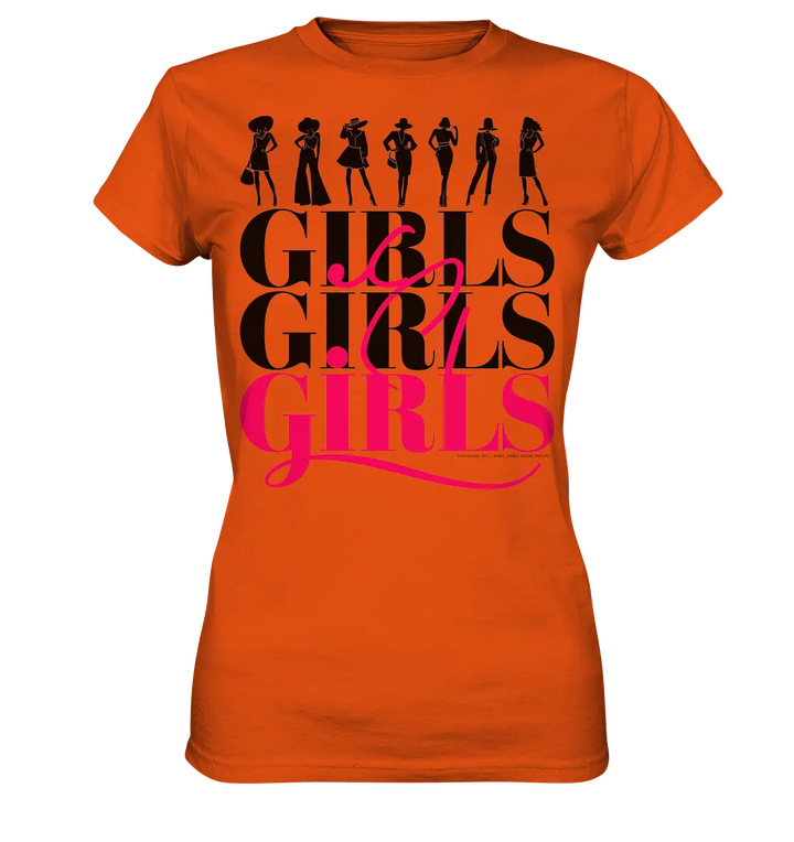 Girls - Silhouetten Design mit modernem Schriftzug - Ladies Premium Shirt Bright Lights Arts