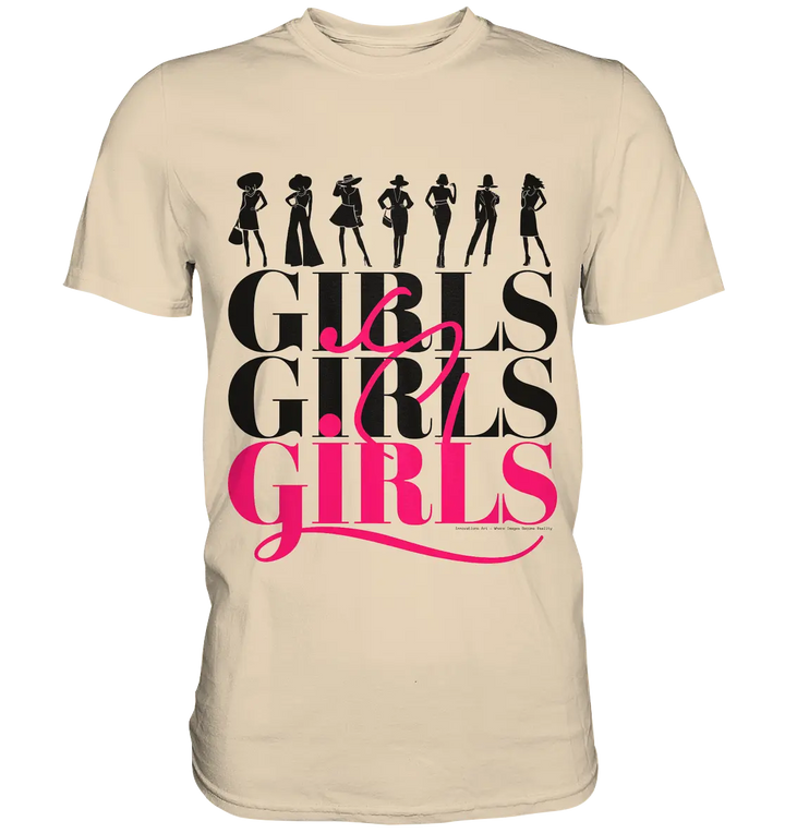 Girls - Silhouetten Design mit modernem Schriftzug - Premium Shirt Bright Lights Arts