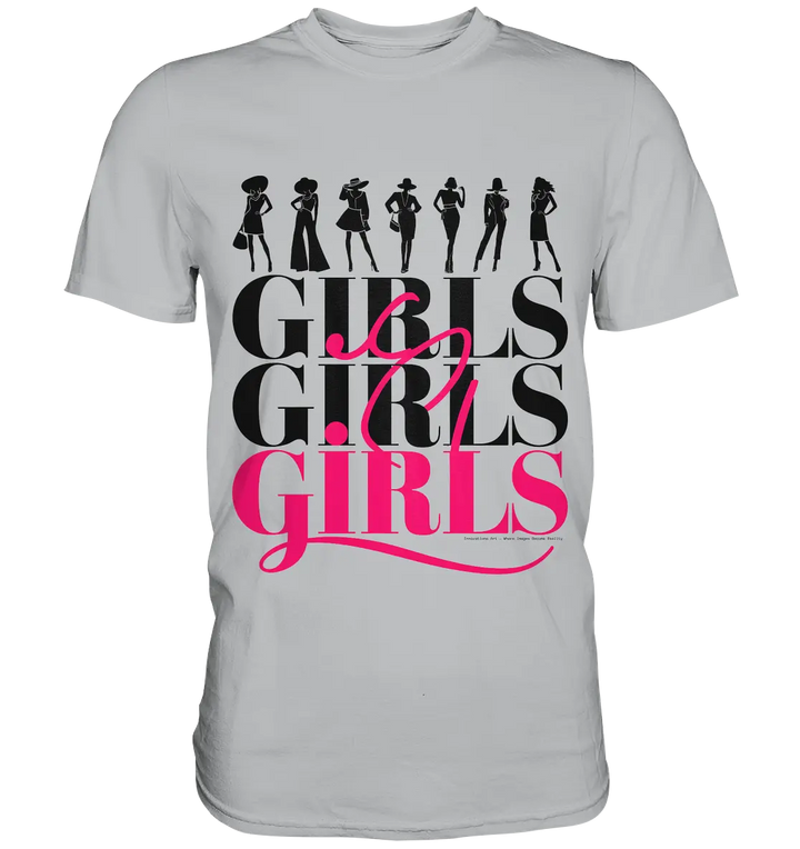 Girls - Silhouetten Design mit modernem Schriftzug - Premium Shirt Bright Lights Arts