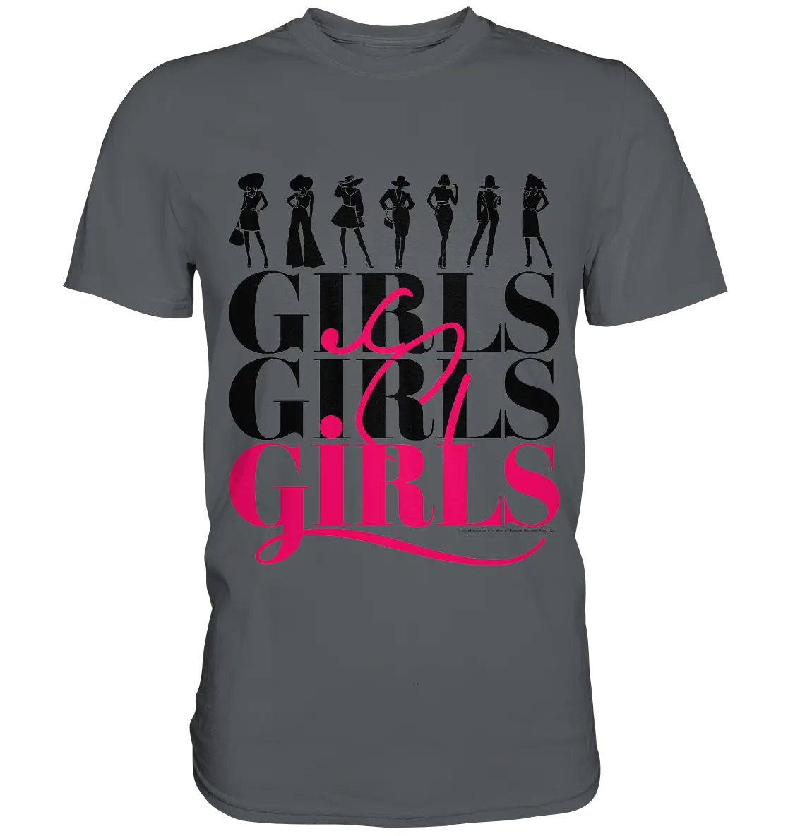 Girls - Silhouetten Design mit modernem Schriftzug - Premium Shirt Bright Lights Arts