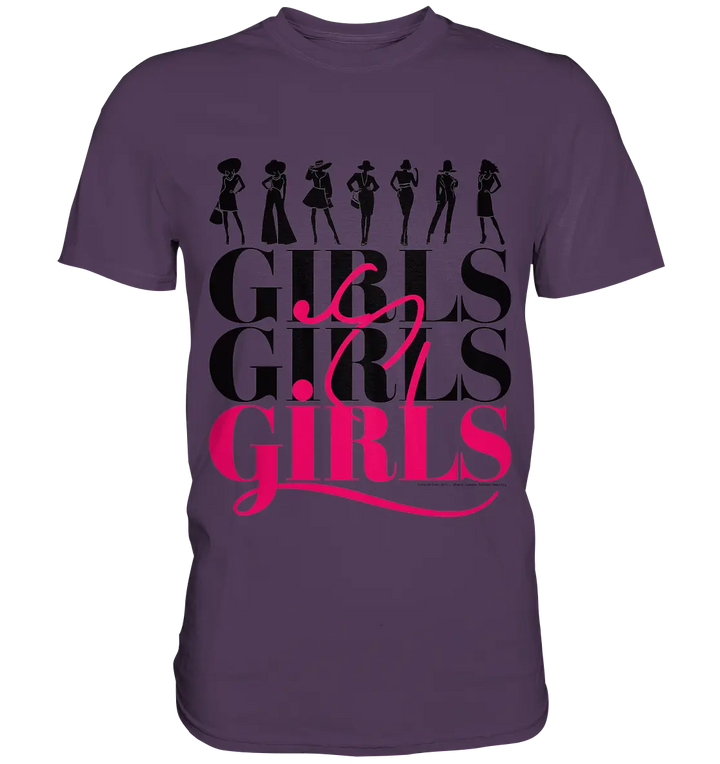 Girls - Silhouetten Design mit modernem Schriftzug - Premium Shirt Bright Lights Arts