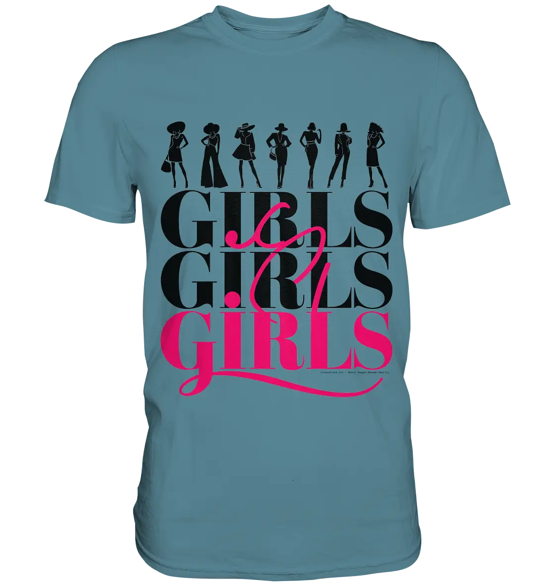Girls - Silhouetten Design mit modernem Schriftzug - Premium Shirt Bright Lights Arts