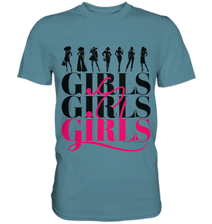 Girls - Silhouetten Design mit modernem Schriftzug - Premium Shirt Bright Lights Arts