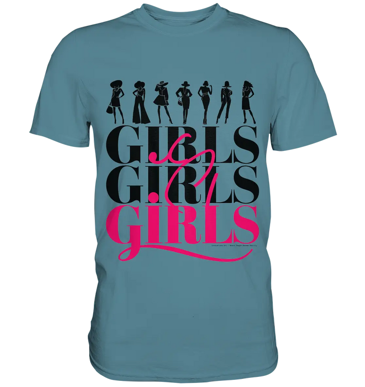 Girls - Silhouetten Design mit modernem Schriftzug - Premium Shirt Bright Lights Arts