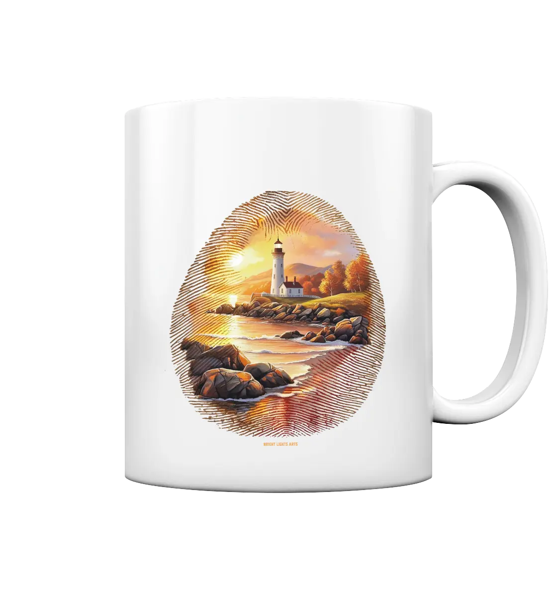 Goldene Stille - Tasse glossy Bright Lights Arts