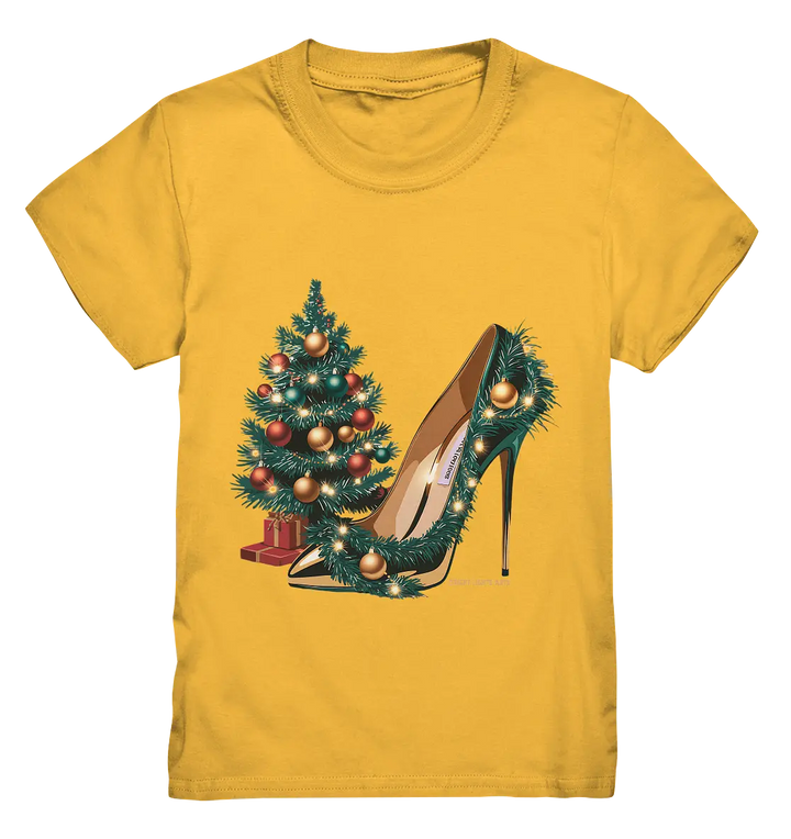 Goldener High Heel mit Weihnachtsbaum-Dekoration - Kids Premium Shirt Bright Lights Arts