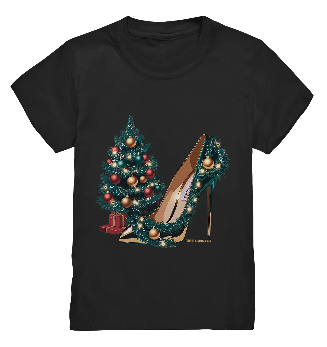 Goldener High Heel mit Weihnachtsbaum-Dekoration - Kids Premium Shirt Bright Lights Arts