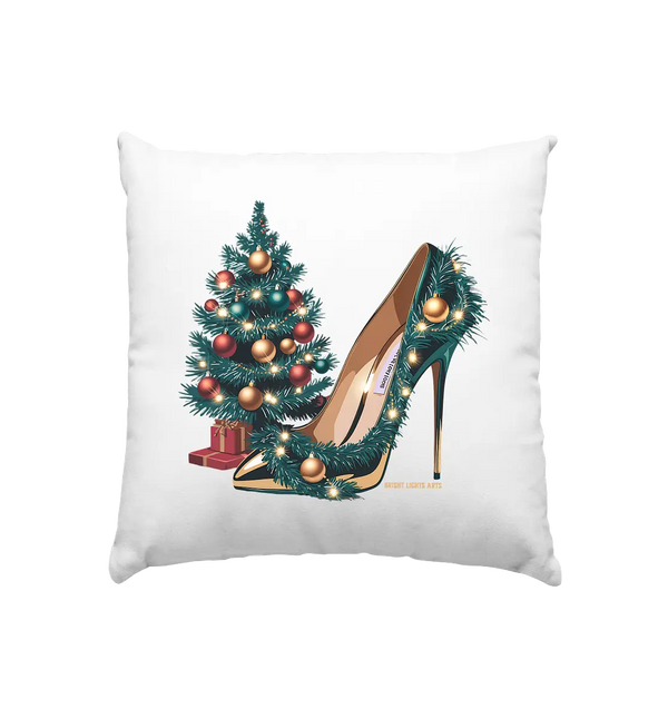 Goldener High Heel mit Weihnachtsbaum-Dekoration - Kissen 40x40cm Bright Lights Arts