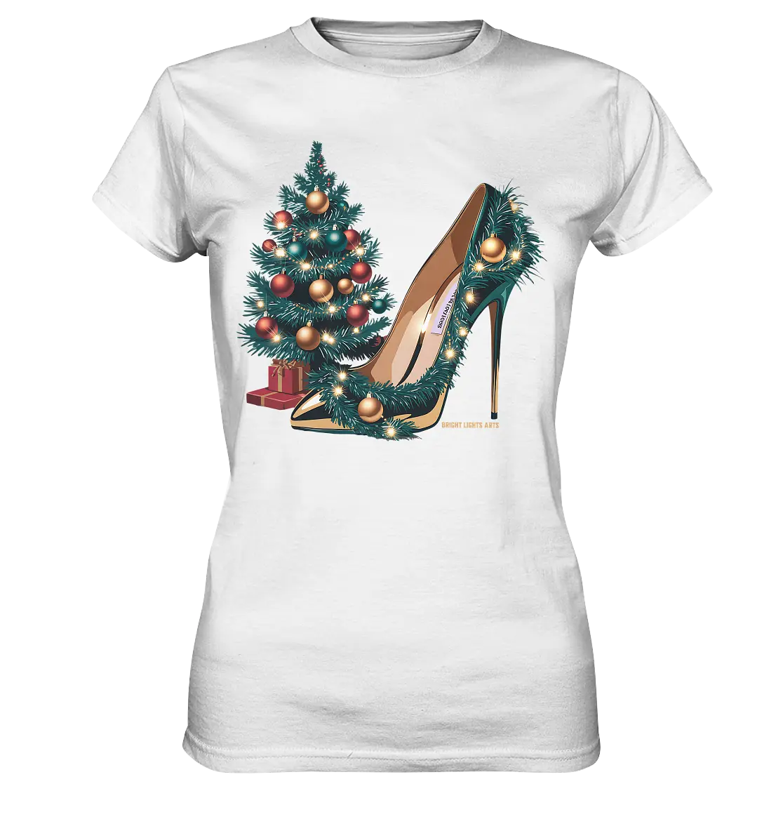 Goldener High Heel mit Weihnachtsbaum-Dekoration - Ladies Premium Shirt Bright Lights Arts