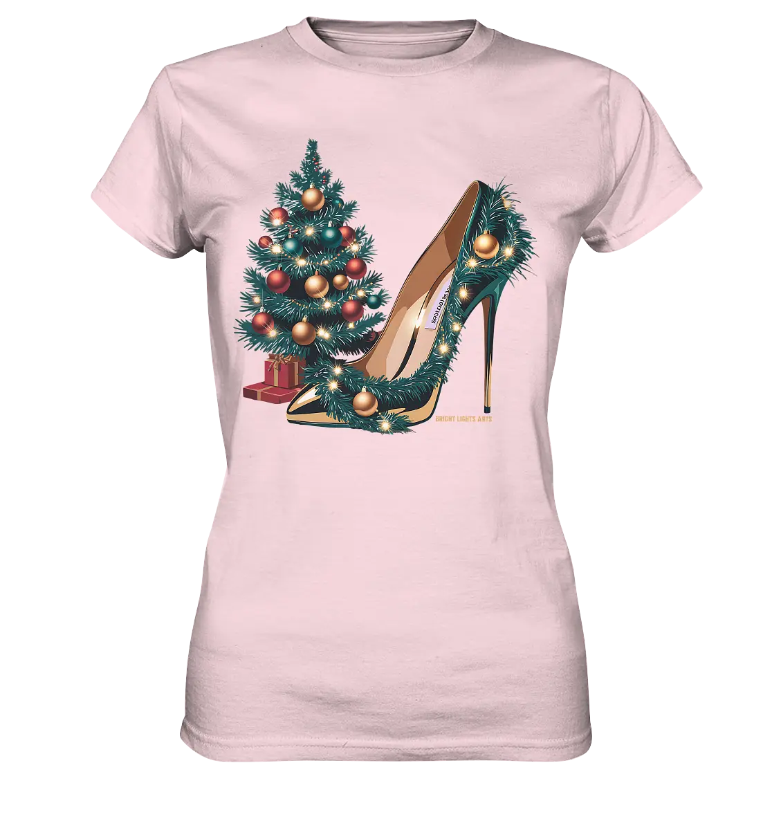 Goldener High Heel mit Weihnachtsbaum-Dekoration - Ladies Premium Shirt Bright Lights Arts