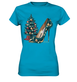 Goldener High Heel mit Weihnachtsbaum-Dekoration - Ladies Premium Shirt Bright Lights Arts