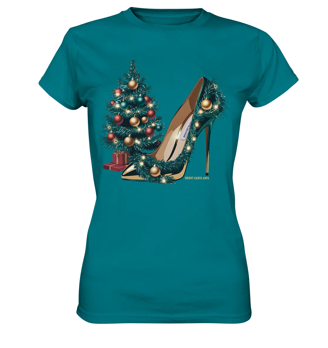 Goldener High Heel mit Weihnachtsbaum-Dekoration - Ladies Premium Shirt Bright Lights Arts