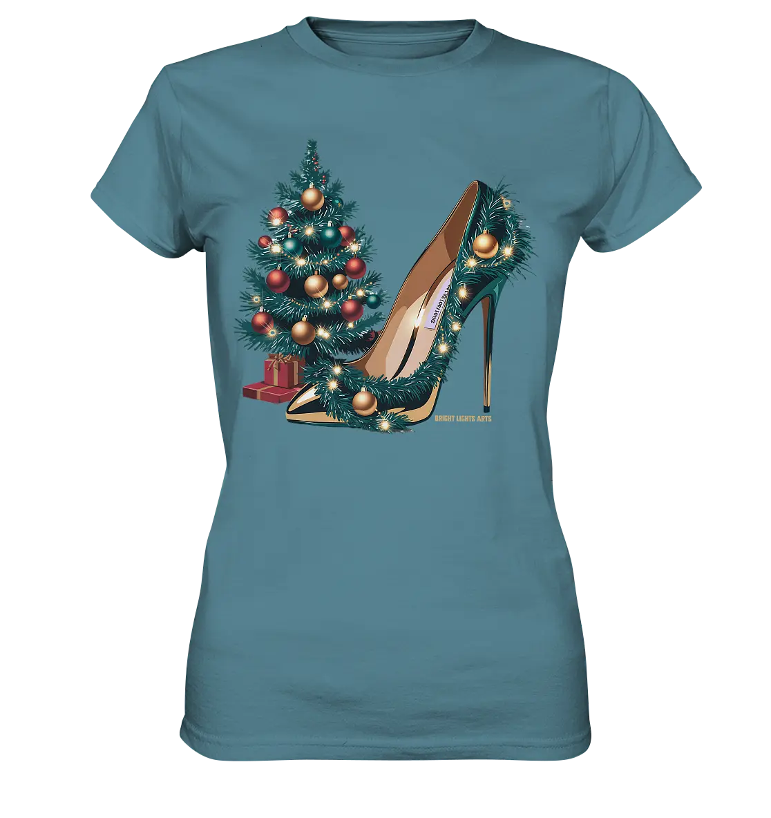 Goldener High Heel mit Weihnachtsbaum-Dekoration - Ladies Premium Shirt Bright Lights Arts