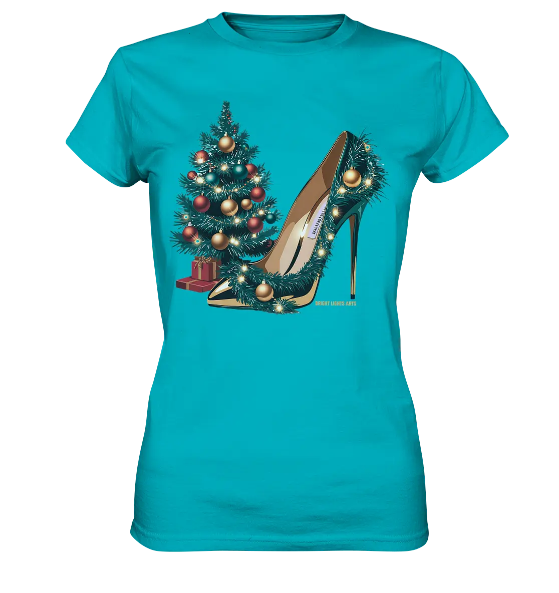 Goldener High Heel mit Weihnachtsbaum-Dekoration - Ladies Premium Shirt Bright Lights Arts