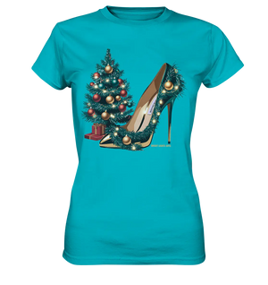Goldener High Heel mit Weihnachtsbaum-Dekoration - Ladies Premium Shirt Bright Lights Arts