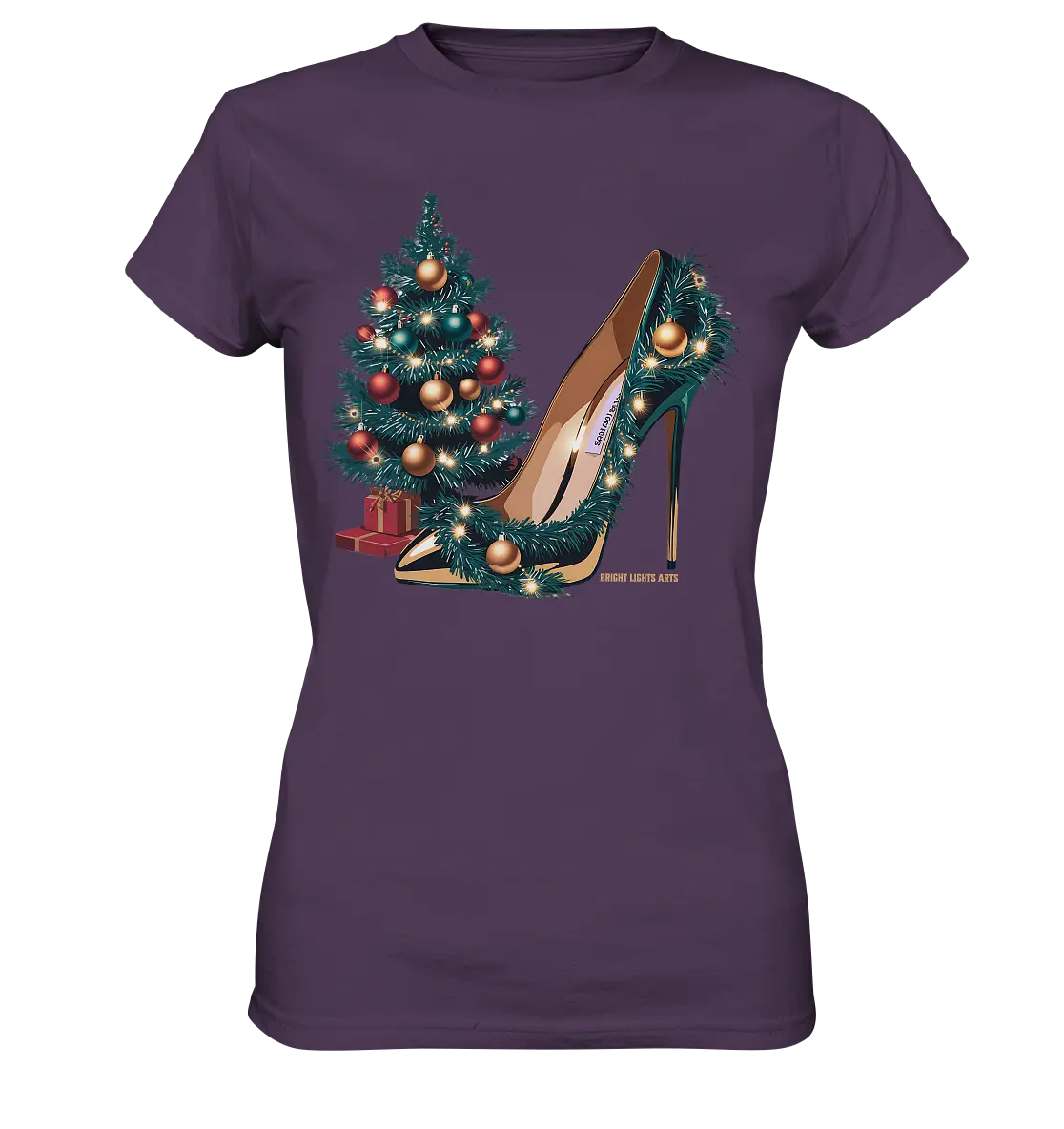 Goldener High Heel mit Weihnachtsbaum-Dekoration - Ladies Premium Shirt Bright Lights Arts